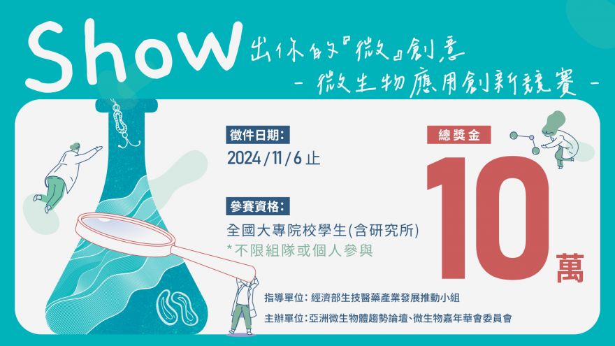 (徵件至11/6止)Show出你的『微』創意 - 微生物應用創新競賽